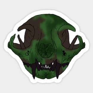 Cat Skull Algae Covered Sticker